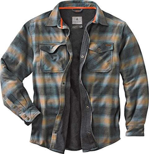 Legendary Whitetails Archer Flannel Thermal Lined Shirt Jacket for Men, Quilted Insulated Plaid Work Outerwear Coat, Sky, Large