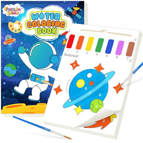 Paint with Water Books for Toddlers - Watercolor Painting Book and Drawing Art Paper for Kids Mess Free Craft Supplies Toy for Kids Age 3 4 5 6 Easter Birthday Gift,Planet