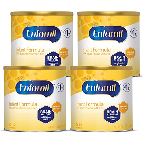 Enfamil Infant Formula, Milk-based Baby Formula with Iron, Omega-3 DHA & Choline, Powder Can, 21.1 Oz (Pack of 4)