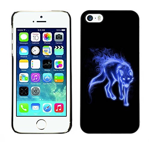 LASTONE PHONE CASE / Slim Protector Hard Shell Cover Case for Apple Iphone 5 / 5S / Blue Mystical Wolf