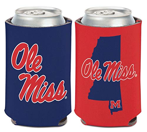NCAA University Mississippi Rebels Ole Miss State Logo 1 Pack 12 oz. 2-Sided Can Cooler