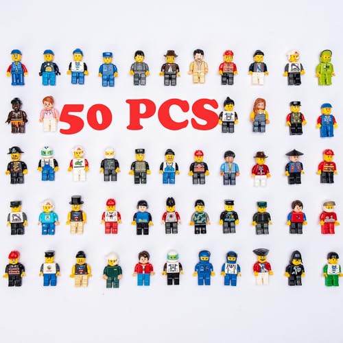 ELECBYTES Minifigures, Minifigs, Action Figure, Mini Figure Toy, MINIFIG People,Minifigures Building Bricks, Mystery Pack (Random 50 Minifig Included)