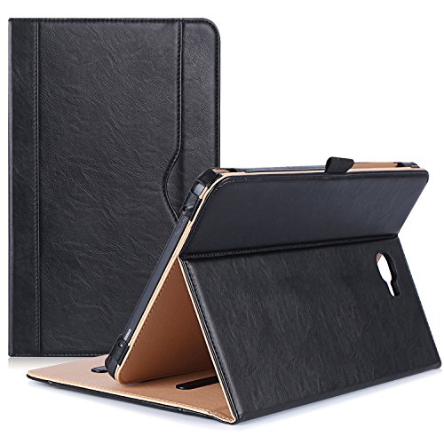 ProCase Leather Case for Galaxy Tab A 10.1-inch 2016 (SM-T580 T585 T587), Stand Folio Cover for Galaxy Tab A 10.1' Tablet (NO S Pen Version) with Multiple Viewing Angles Card Pocket -Black