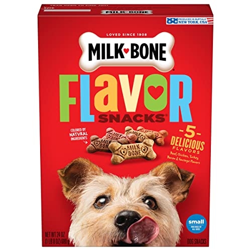 Milk-Bone Flavor Snacks Dog Treats, Small Biscuits, 24 Ounce Crunchy Texture Helps Reduce Tartar