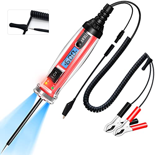 AWBLIN Power Circuit Probe Tester, LCD Digital Automotive Test Light with Voltage Display&Illumination, DC Voltage Tester, Electrical System Tool, Relay Fuse Continuity Current Test.