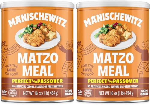 Manischewitz Matzo Meal, 16 oz Resealable Canister, (2 Pack - Total 2lbs) Kosher for Passover