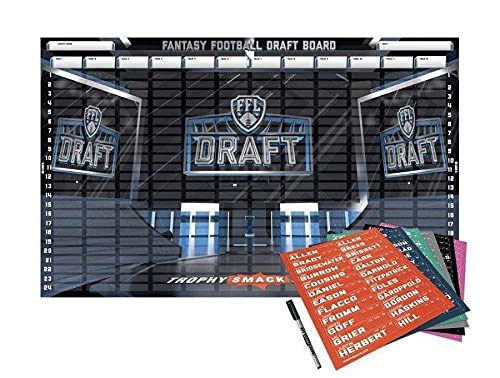 Fantasy Football Draft Board Kit 2023 Custom Design - 500+ Player and Smack Talk Labels (12, 10 and 8 Team)