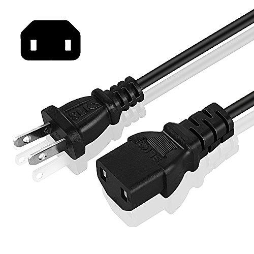 Sliq Gaming [UL Listed] 2 Prong AC Power Cable Cord - for Xbox One Original, Xbox 360 E, Playstation 3 & PS4 Slim & Pro (6 Feet)