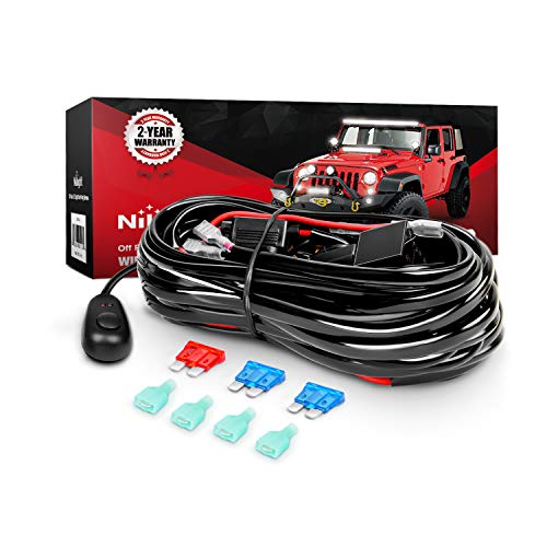 Nilight 16AWG Off-Road LED Light Bar Wiring Harness Kit 12V Relay On/Off Rocker Switch -2 Leads,2 Years Warranty