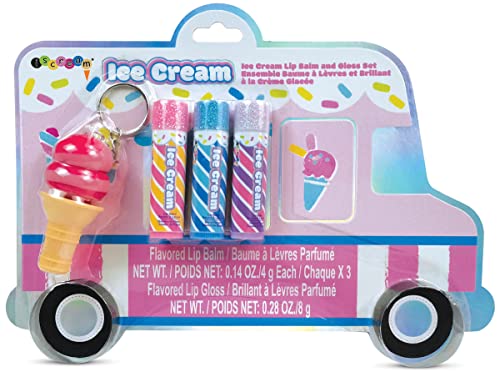 iscream Ice Cream Truck Flavored Lip Balm and Keyring Soft Serve Lip Gloss Set