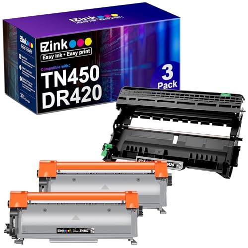 E-Z Ink (TM Compatible Toner Cartridge and Drum Unit Replacement for Brother TN450 TN420 DR420 to use with HL-2270DW HL-2280DW HL-2230 HL-2240 MFC-7360N MFC-7860DW 2840 2940 (2 Toner 1 Drum) 3 Pack