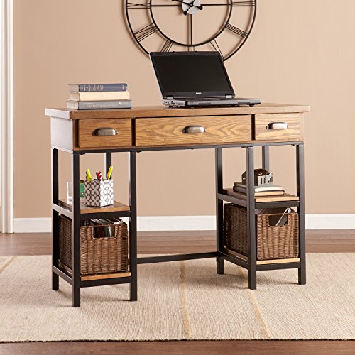 Southern Enterprises SEI Furniture Mirada Writing Desk in Weathered Gray and Matte Black
