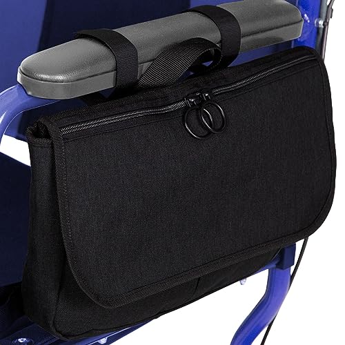 Vive Wheelchair Carry Bag - Arm Rest Pouch for Rollator, Walkers, Power Wheel Chairs and Knee Scooters - Side Storage Organizer for Elderly, Seniors, Adults - Lightweight and Heavy Duty Travel Tote
