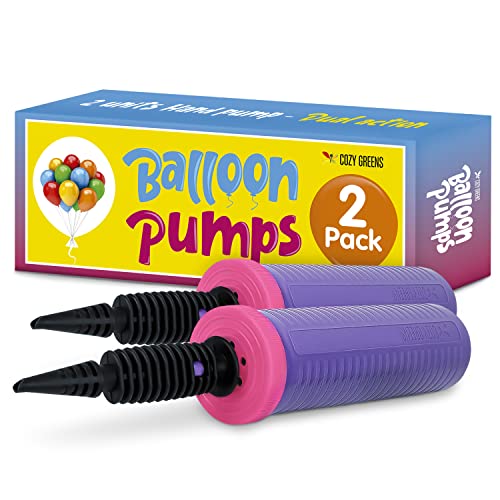 Balloon Pump Hand Held, Inflator Air Pump for Balloons - 2Way Dual Action, 2Pack: Friends can Help - Easy to Use, 100% Lifetime Satisfaction Guarantee - Sturdy Ballon Inflator Pump