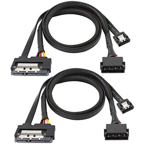 SATA 6G Data Cable, SATA Power 2-In-1 Extension Cord, LP4 IDE 4 pin to SATA 15P Female with Serial ATA III 7 Pin Female for HDD, SSD, Optical Drives, DVD Burners, PCI Cards etc - 19.7in (2 Pack)