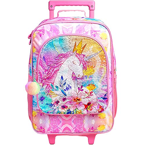 Kids Luggage for Girls, Unicorn Rolling Travel Carry on Suitcase for Toddler Children with Wheels