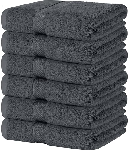 Utopia Towels 6 Pack Medium Bath Towel Set, 100% Ring Spun Cotton (24 x 48 Inches) Medium Lightweight and Highly Absorbent Quick Drying Towels, Premium Towels for Hotel, Spa and Bathroom (Grey)