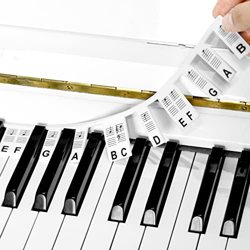 WOOCAI Piano Keyboard Note Labels Removable - 88-Key Full Size Silicone Piano Key Stickers Guide for Beginners Reusable Comes with Box