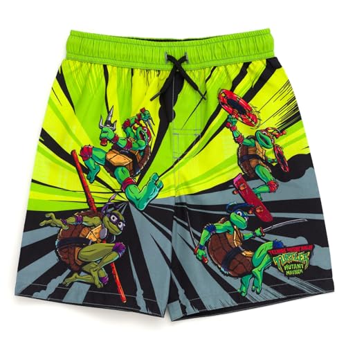 Teenage Mutant Ninja Turtles Donatello Raphael Leonardo Michelangelo Little Boys UPF 50+ Swim Trunks Green/Black 5-6