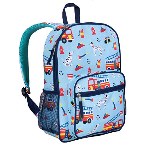 Wildkin Day2Day Kids Backpack for Boys and Girls, Perfect for Elementary Backpack for Kids, Features Front and 2 Side Mesh Pocket, Ideal Size for School and Travel Backpacks (Firefighters)