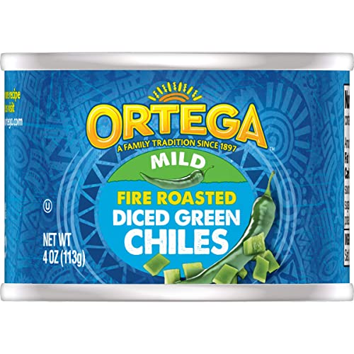 Ortega Fire Roasted Diced Green Chiles, Mild, 4 oz (Pack of 12)