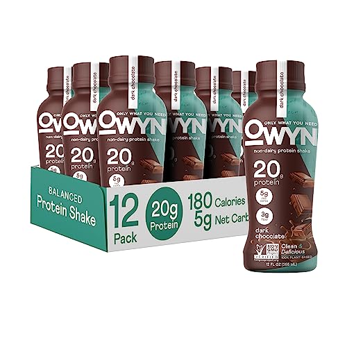 OWYN, Vegan Protein Shake, Dark Chocolate,12 Fl Oz (Pack of 12), 100-Percent Plant-Based, Dairy-Free, Gluten-Free, Soy-Free, Tree Nut-Free, Egg-Free, Allergy-Free, Vegetarian, Kosher …