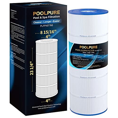 POOLPURE PLFPXST150 Pool Filter Replaces Hayward X-Stream CC1500, CCX1500-RE, Pleatco PXST150, Ultral-B3, Unicel C-8316, Filbur FC-1286, 817-0150P, Waterway Pro Clean 150, L x OD: 23 1/4' x 8 15/16'