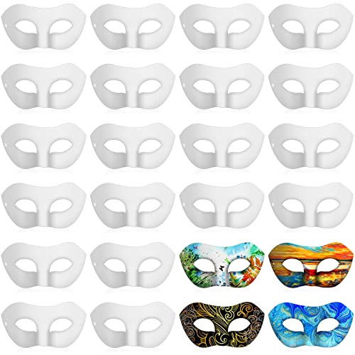 Leyndo 48 Pack Paper Mache Masks Craft Masks Blank DIY Halloween Mask Half Face Paintable Mask Mardi Gras Masquerade Cosplay(Simple Style)