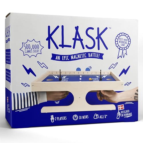 KLASK: The Magnetic Award-Winning Party Game of Skill - for Kids and Adults of All Ages That’s Half Foosball, Half Air Hockey