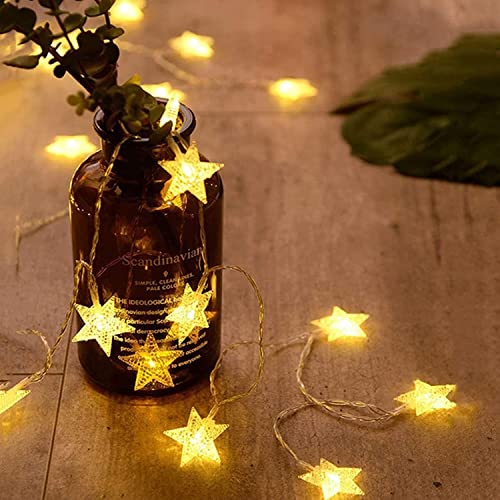 ANJAYLIA 20 LED Star String Lights 10 FT Fairy Christmas Lights Battery Operated for Indoor & Outdoor, Party, Wedding and Holiday Decorations Warm White