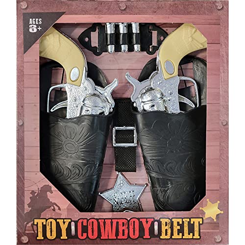 The Dreidel Company Cowboy Old West Action Belt Accessory, Dress Up Pretend Play, 2 Pieces Set (Single Set)