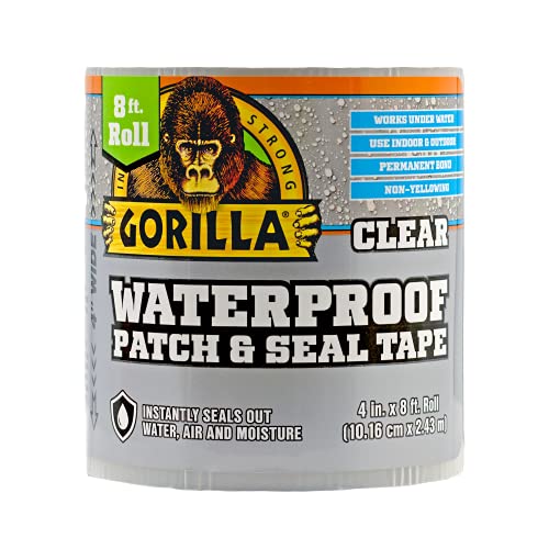 Gorilla Waterproof Patch & Seal Tape, 4' x 8', Clear, (Pack of 1)