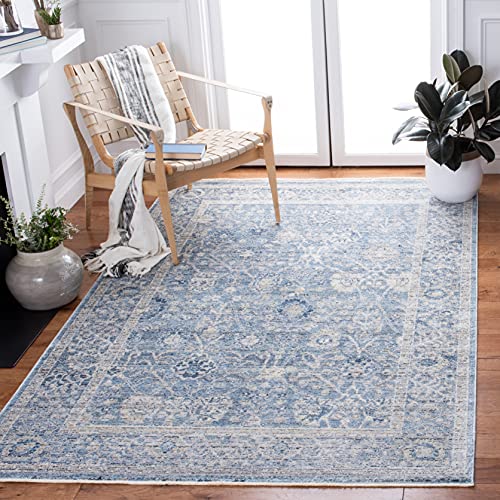 SAFAVIEH Dream Collection 8' x 10' Grey / Turquoise DRM402J Vintage Oriental Distressed Premium Viscose Area Rug