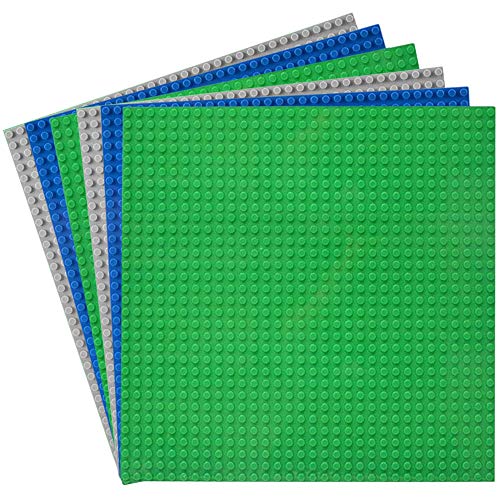 JNZong 6 Pack Classic Baseplates Building Base Plates for Building Bricks 100% Compatible with Major Brands-Baseplates 10' x 10', (Multicolor)