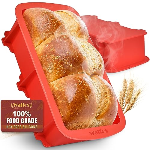 Walfos Silicone Bread Loaf Pan, 9 x 5 inch Non-Stick Silicone Loaf Pans For Baking Set of 2, Perfect For Bread, Cake, Meatloaf, Dishwasher Safe
