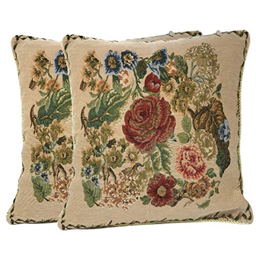 Tache 2 Piece 18 X 18 Inch Country Rustic Morning Meadow Cushion Throw Pillow Cover Set - 3098