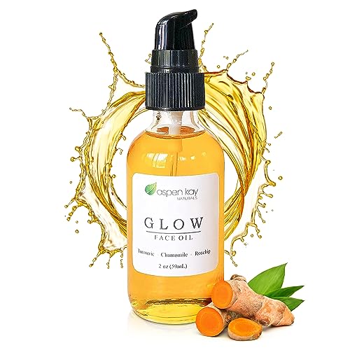 Glow - Turmeric & Rosehip Face Oil, Natural & Organic Face Moisturizer with Turmeric and Chamomile - Facial Serum - 2 oz