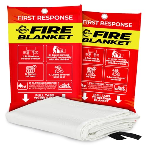 Mart Cobra Emergency Fire Blanket for Home and Kitchen - 2 Pack - Fire Blankets Emergency for Home 40” x 40” - Fire Suppression Blanket - Home Safety