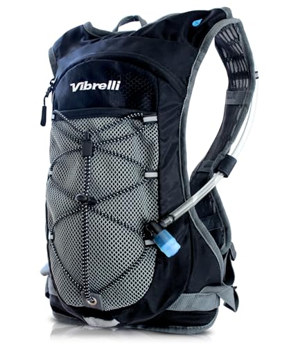 Vibrelli Hydration Pack & 2L Hydration Water Bladder - High Flow Bite Valve - Hydration Backpack with Storage - Lightweight Running Backpack, Also for Cycling, Hiking, Ski, Snow for Men, Women & Kids