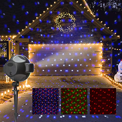 PEIDUO Christmas Projector Lights Outdoor, RGBW Projection Spotlights with Multifunction Controller, Falling Snowflake Projector for Outside Indoor Holiday Party Xmas Decorations, Waterproof, Plug in