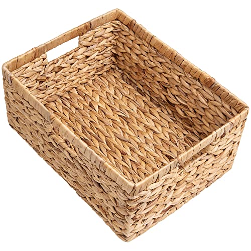 StorageWorks Jumbo Wicker Basket, Water Hyacinth Basket with Built-in Handles, Wicker Storage Basket for Organizing, 1 Pack