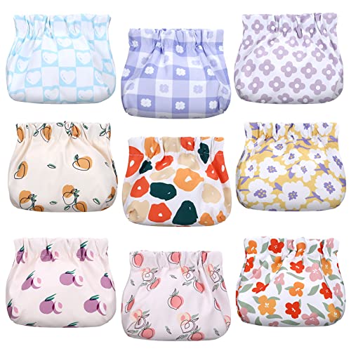 Buryeah 9 Pcs Pocket Makeup Bag Mini Cosmetic Bag Waterproof Top Coin Purse Makeup Pouch No Zipper Tiny Pouch Travel Storage for Headphone Card Jewelry, Gifts for Women(5.1 x 4.8 x 0.8 Inch)