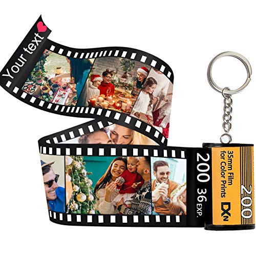 GIFTSDIY Custom Camera Film Roll Keychain,Camera Photo Roll Keychain with Reel Album 15 Pictures
