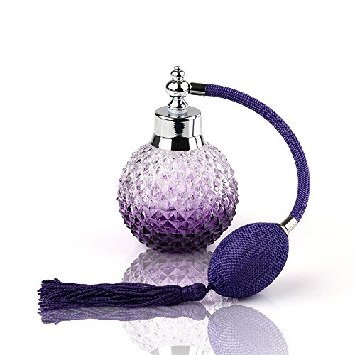 Coolrunner Crystal Art Vintage Style Refillable Perfume Atomizer Long Spray Bottle 100ml(Purple)