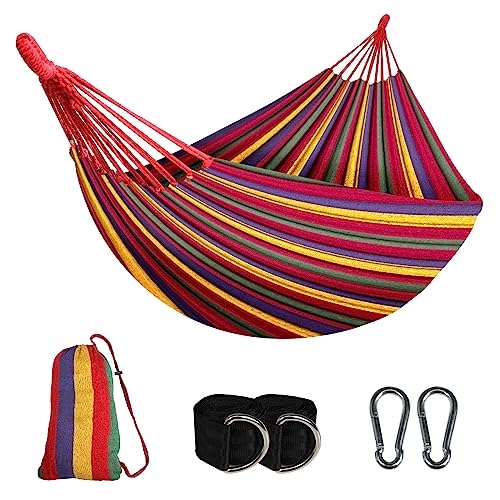 SZHLUX Double Hammock,Cotton Hammock Portable Hammock with Carry Bag,Perfect Camping Outdoor/Indoor Patio Backyard
