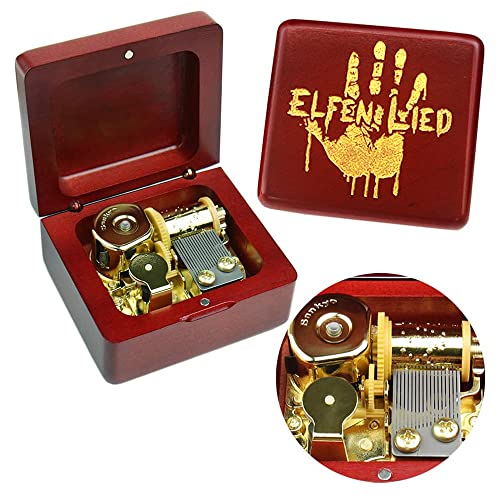 Sinzyo Music Box Vintage Wood Carved Mechanism Musical Boxs Gift for Birthday Valentine's Day Christmas Day(Elfen Lied -Wine Red Box)