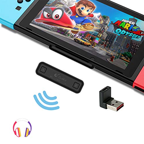 GuliKit Route Air Bluetooth Adapter for Nintendo Switch/Switch Lite PS4 PC, Dual Stream Bluetooth Wireless Audio Transmitter with aptX Low Latency Connect Your AirPods Bluetooth Speakers Headphone