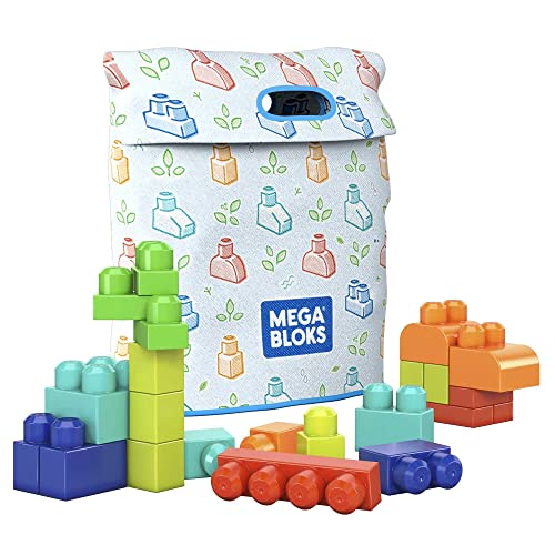 MEGA BLOKS Fisher-Price Toddler Block Toys, Build n Play Bag with 60 Pieces and Storage Bag, Gift Ideas for Kids Age 1+ Years