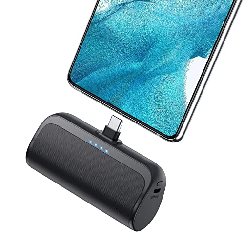 Mini Portable Charger 5200mAh,PD Fast Charging USB C Power Bank,Portable Phone Charger for Android,Ultra-Compact Plug in Battery Pack Compatible with Samsung Galaxy S22/S21,Moto,LG,Pixel (Type-C Only)