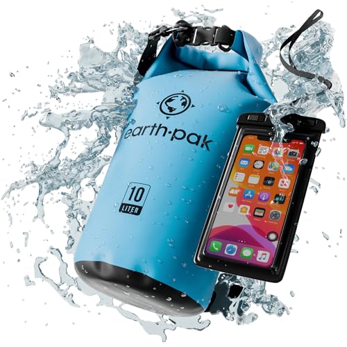 Earth Pak Waterproof Dry Bag - Roll Top Waterproof Backpack Sack Keeps Gear Dry for Kayak with Waterproof Phone Case